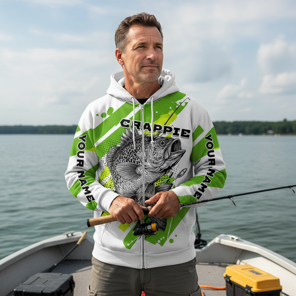 Custom Name Crappie Fish Green All Over Print Shirt
