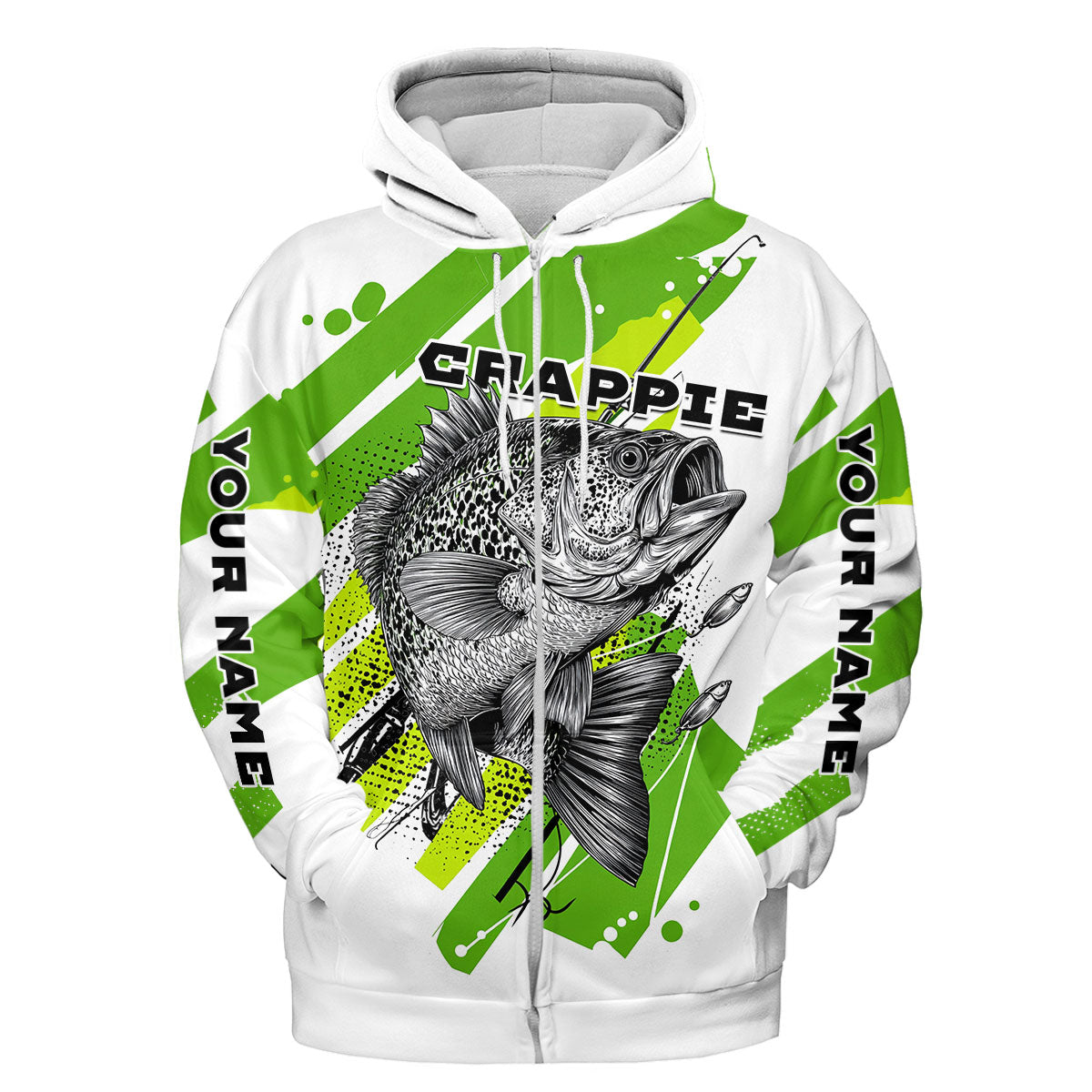 Custom Name Crappie Fish Green All Over Print Shirt