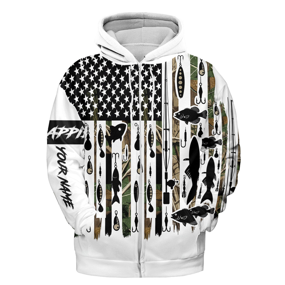 Custom Name Crappie Fish Black All Over Print Shirt
