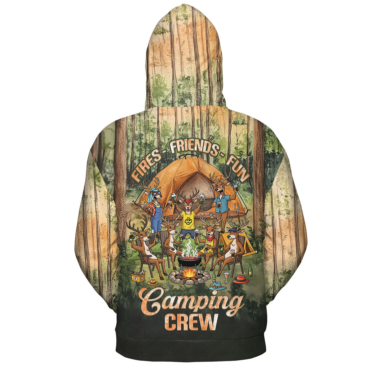 Friends, Fires, Fun Camping Crew Deer All Over Print Shirt