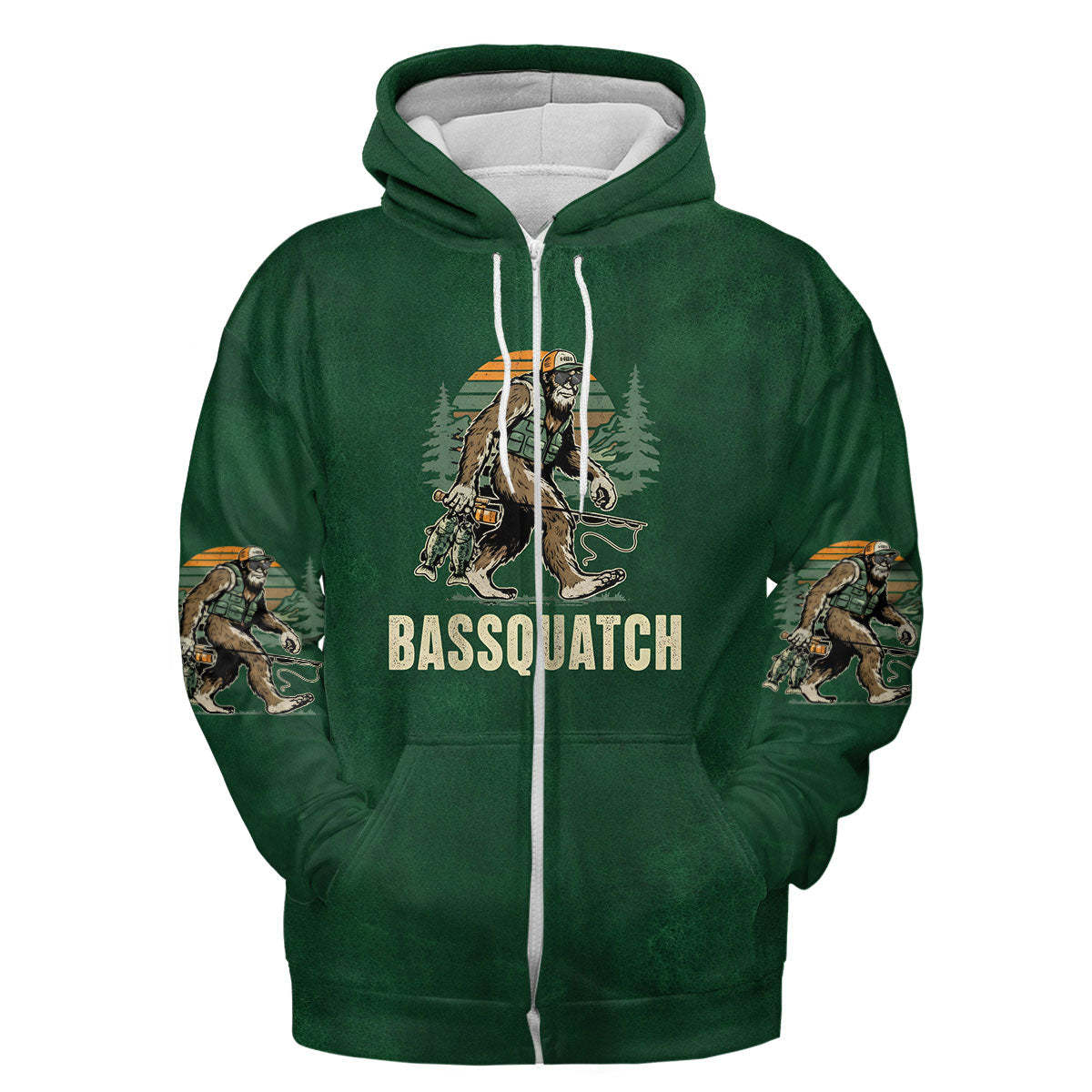 Bassquatch Bigfoot Fishing All Over Print Shirt