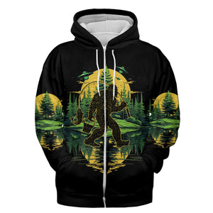 Bigfoot Fishing Green Alien Forest All Over Print Shirt