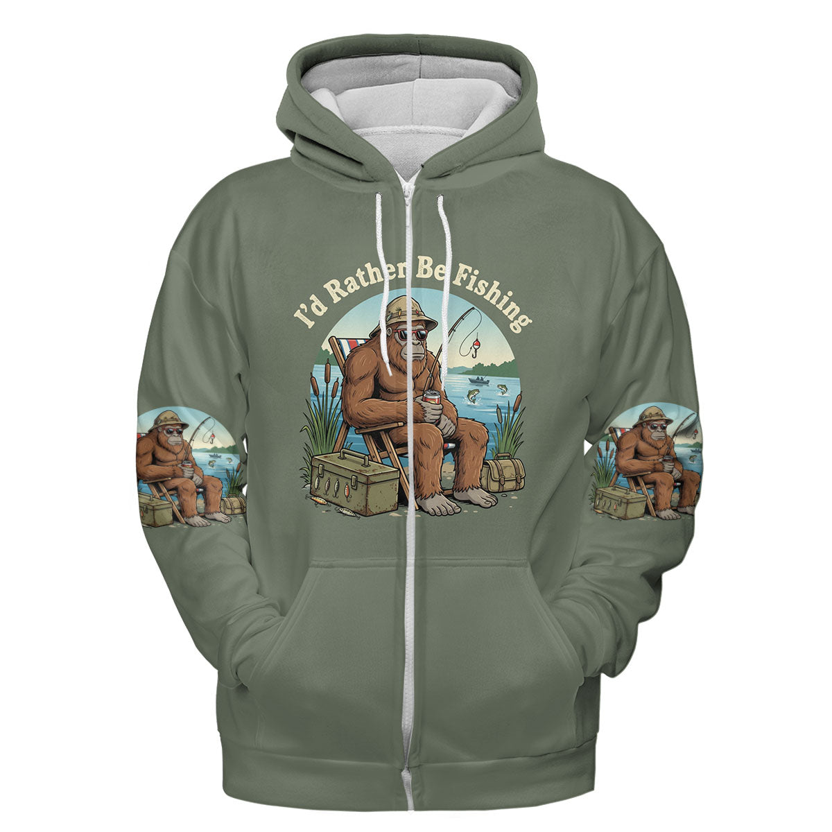 I'd Rather Be Fishing Bigfoot All Over Print Shirt