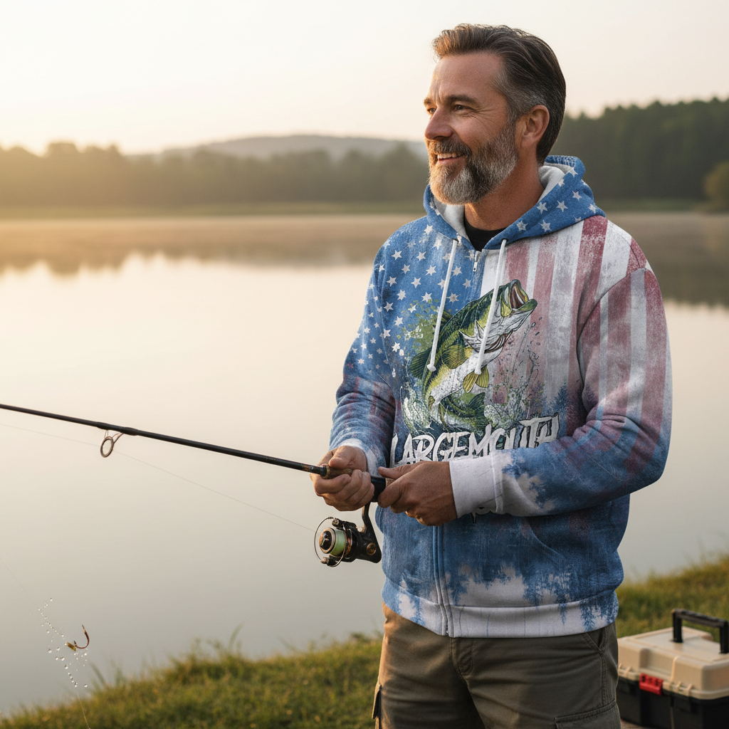 Largemouth Bass American Flag All Over Print Shirt