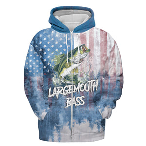 Largemouth Bass American Flag All Over Print Shirt