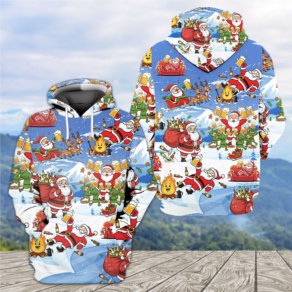 Santa Camping Funny All Over Print Shirt