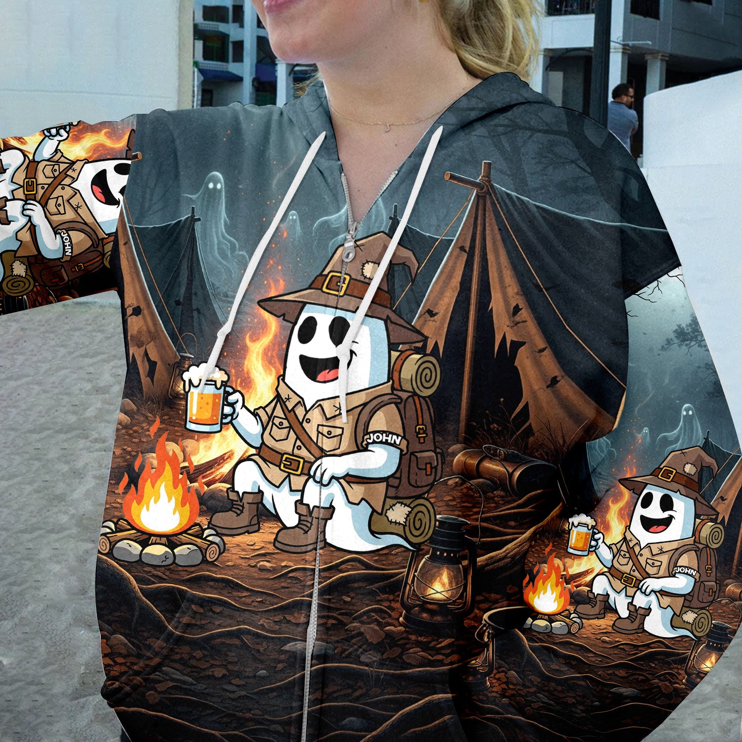 Custom Name Welcome To The Spookiest Campfire All Over Print Shirt
