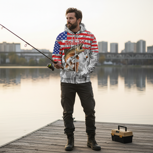 Camo American Flag Trout Fish Fishing All Over Print Shirt