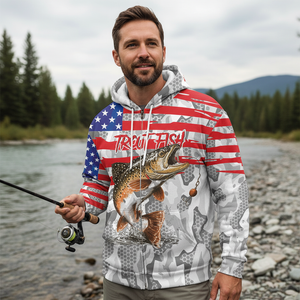 Camo American Flag Trout Fish Fishing All Over Print Shirt