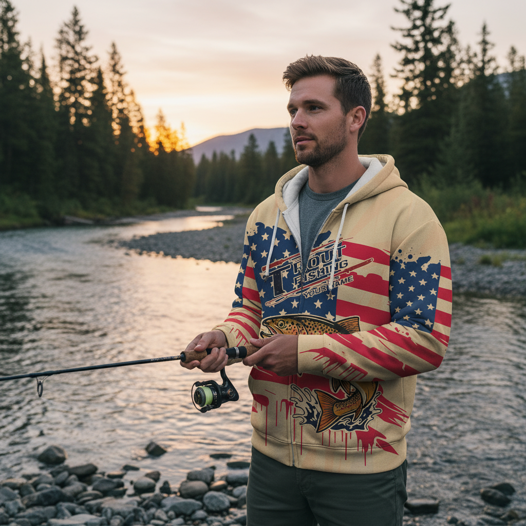 Vintage America Custom Name Trout Fishing All Over Print Shirt