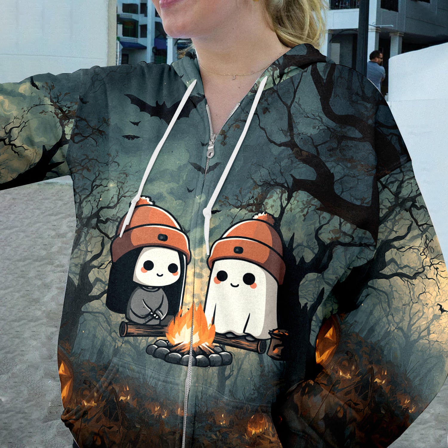 Cute Ghost Camping Crew All Over Print Shirt
