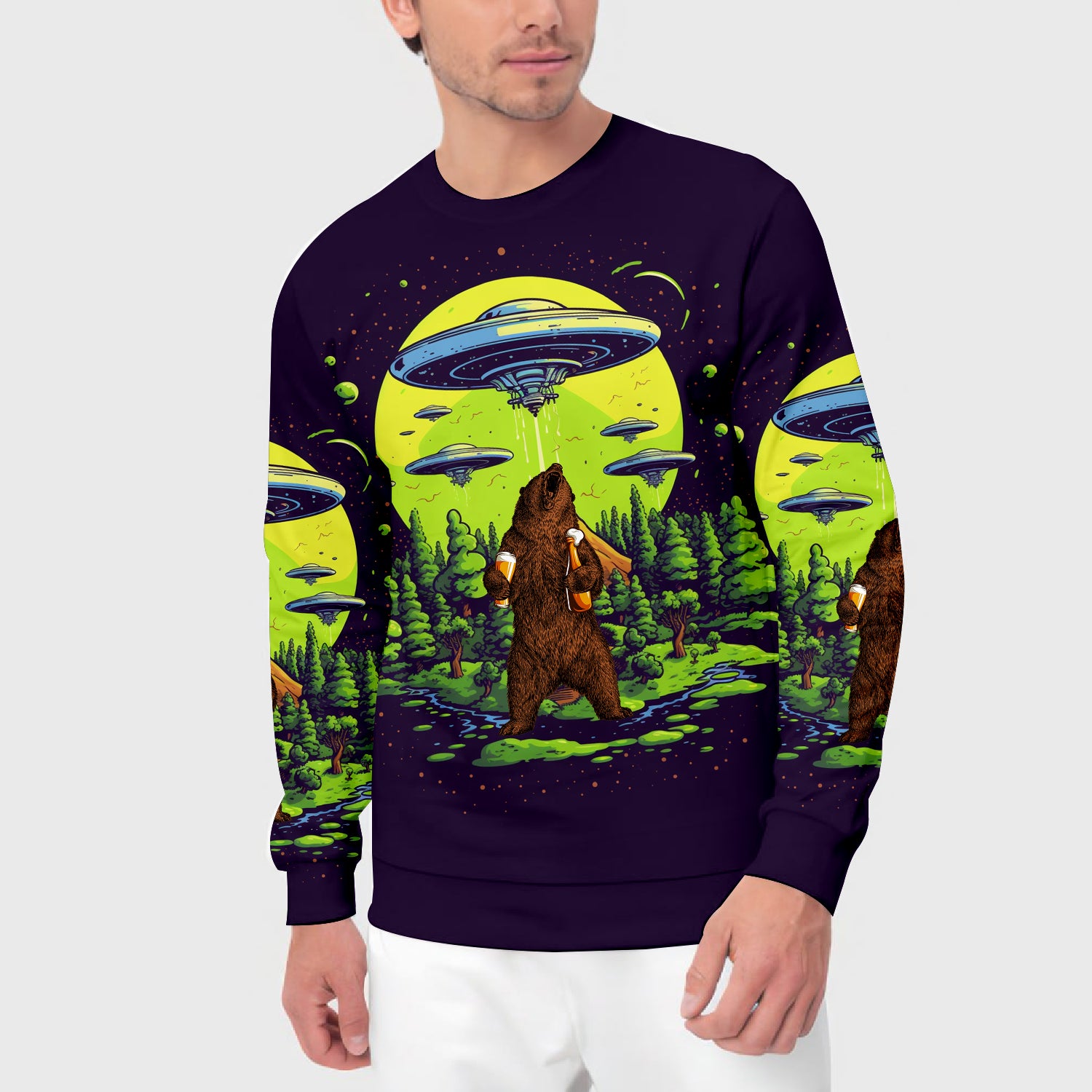 Funny Grizzly Bear Drinking All Over Print Shirt