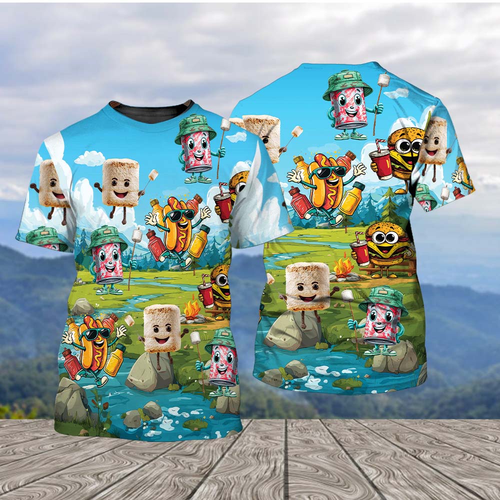 Funny Food Camping All Over Print Shirt