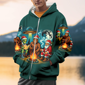 Funny Bigfoot Alien And Santa Making Memories One Campfire At A Time All Over Print Shirt