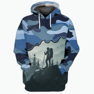 Hiking Mountain Blue Camo All Over Print Shirt