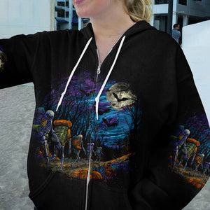 Skeleton Trekking Adventure Night Halloween All Over Print Shirt