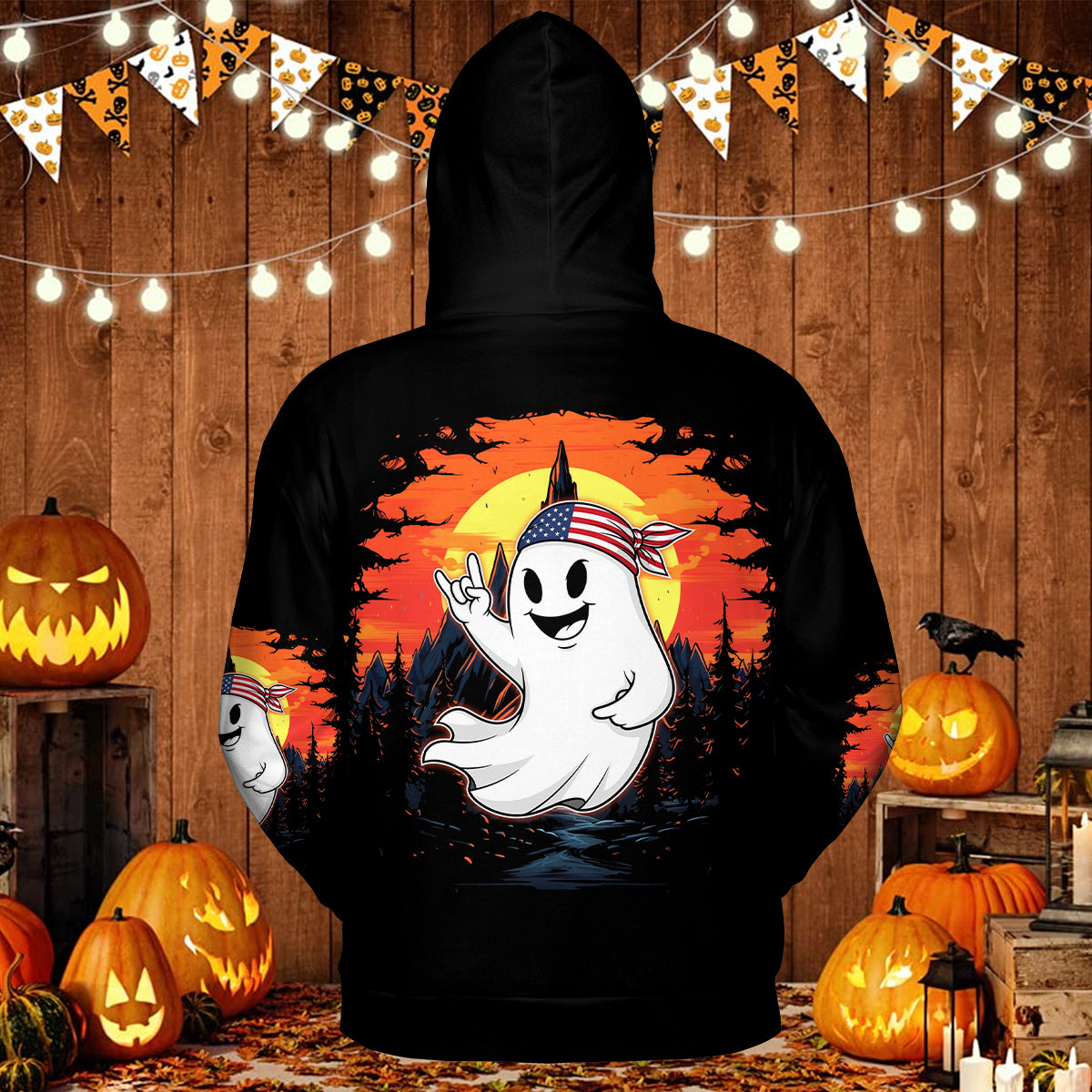 Spooky Boo In The Forest All Over Print Shirt