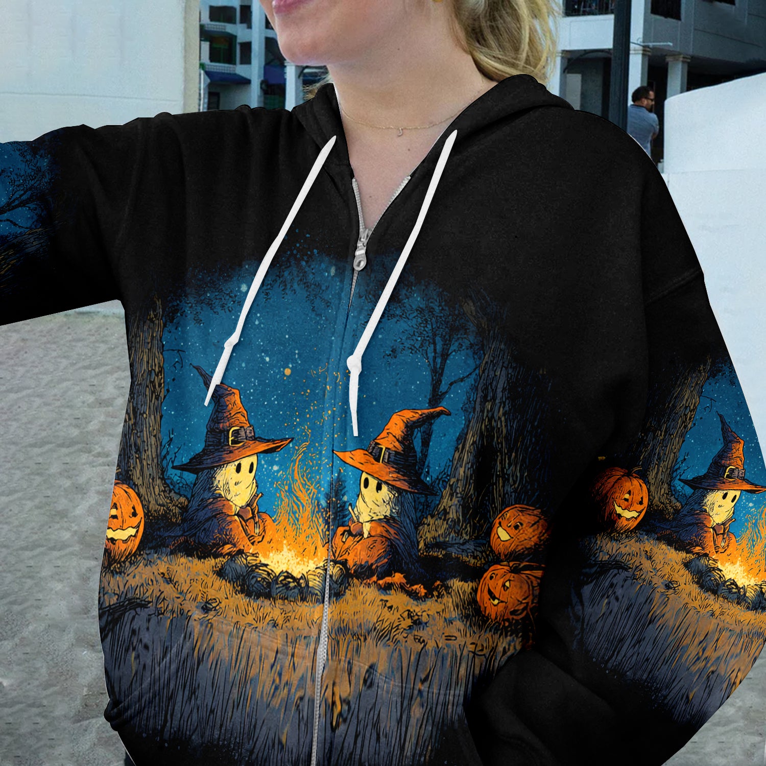 Spooky Pumpkin Campfire Night All Over Print Shirt