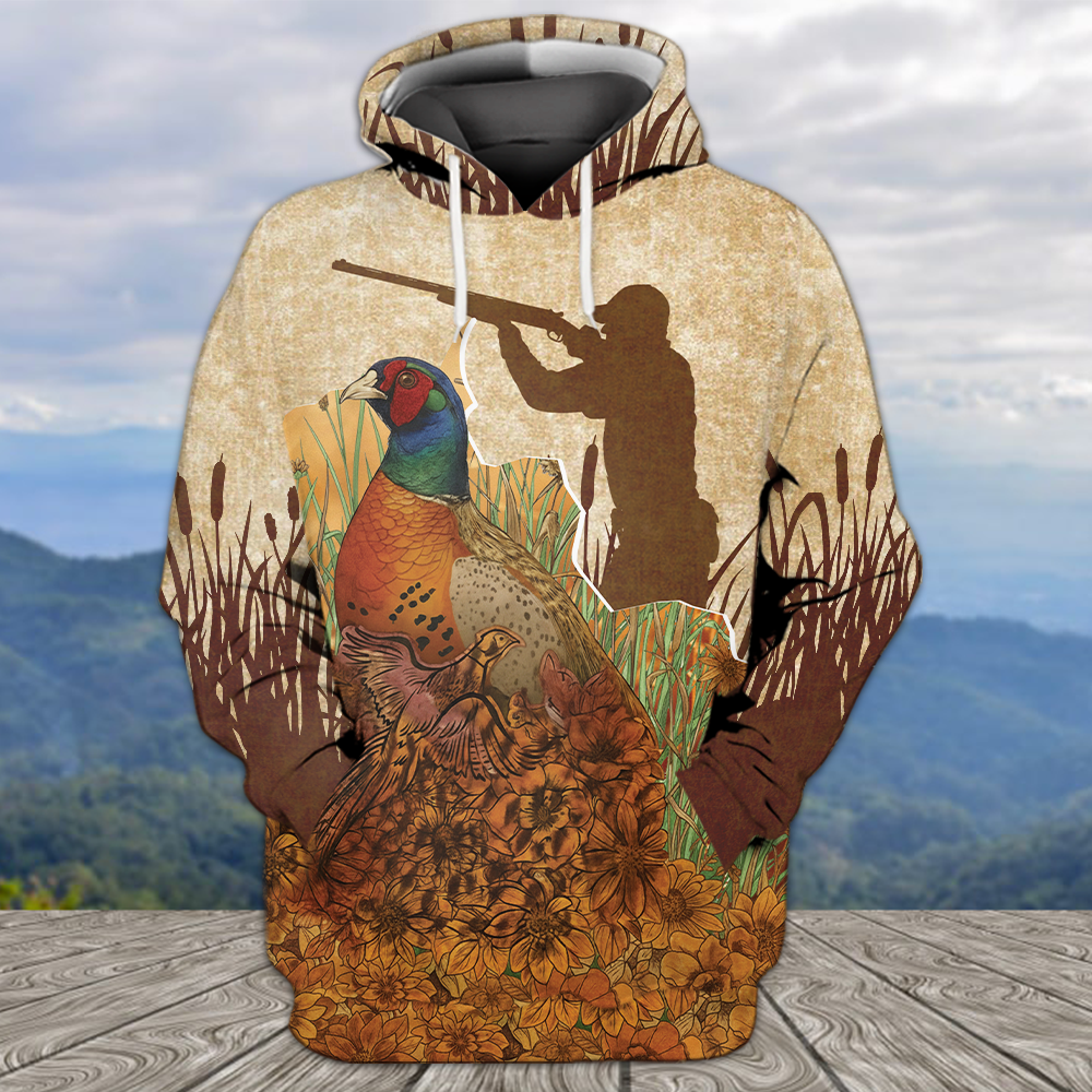 Vintage Wild Pheasant Hunting Flower Camo All Over Print Shirt