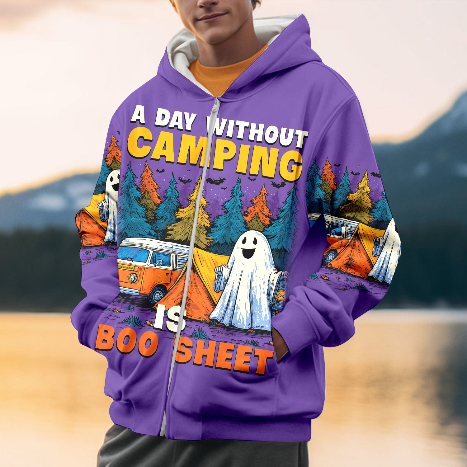 Halloween Camping Ghost – A Day Without Camping Is Boo Sheet All Over Print Shirt