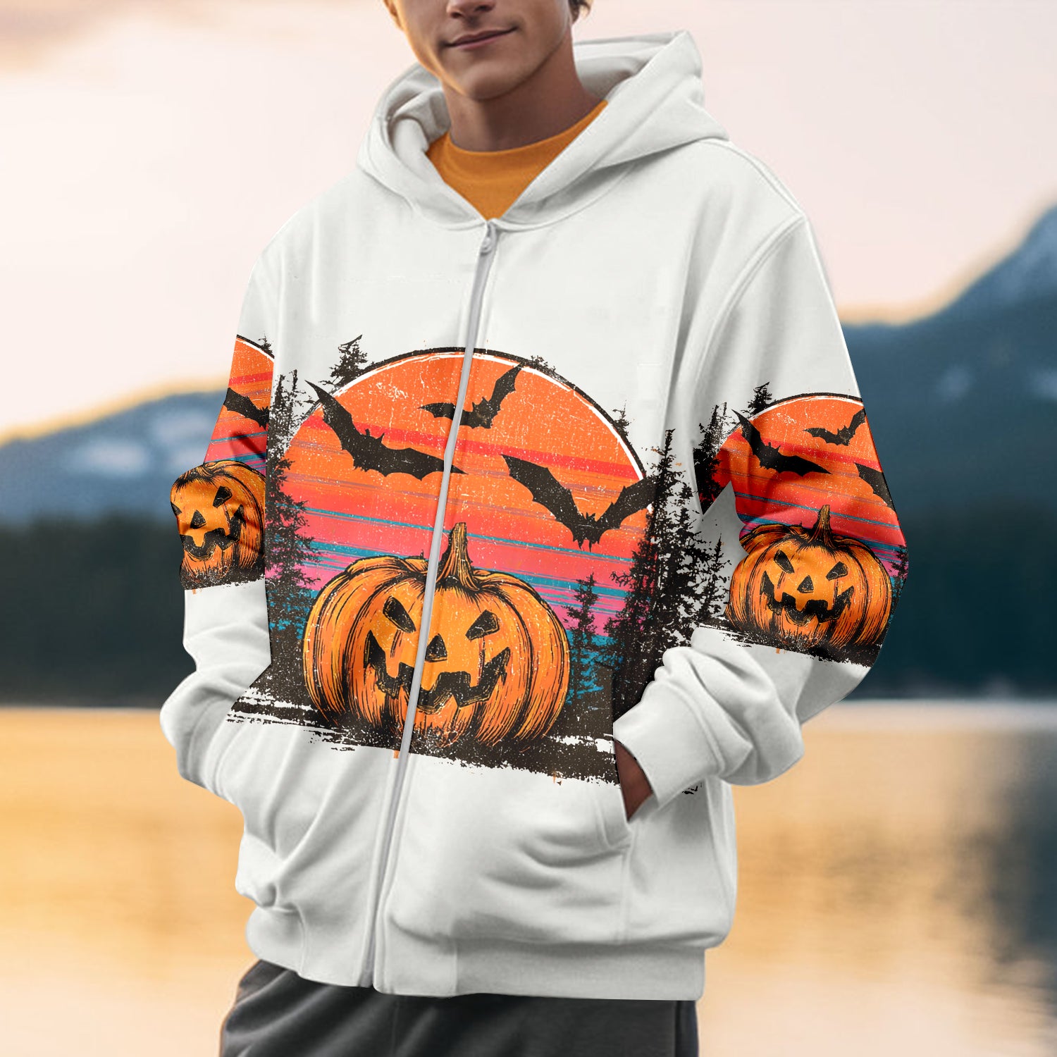 Retro Spooky Vintage Camping Vibes Halloween All Over Print Shirt