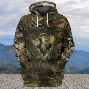 Mallard Duck Hunting Dark Camo All Over Print Shirt