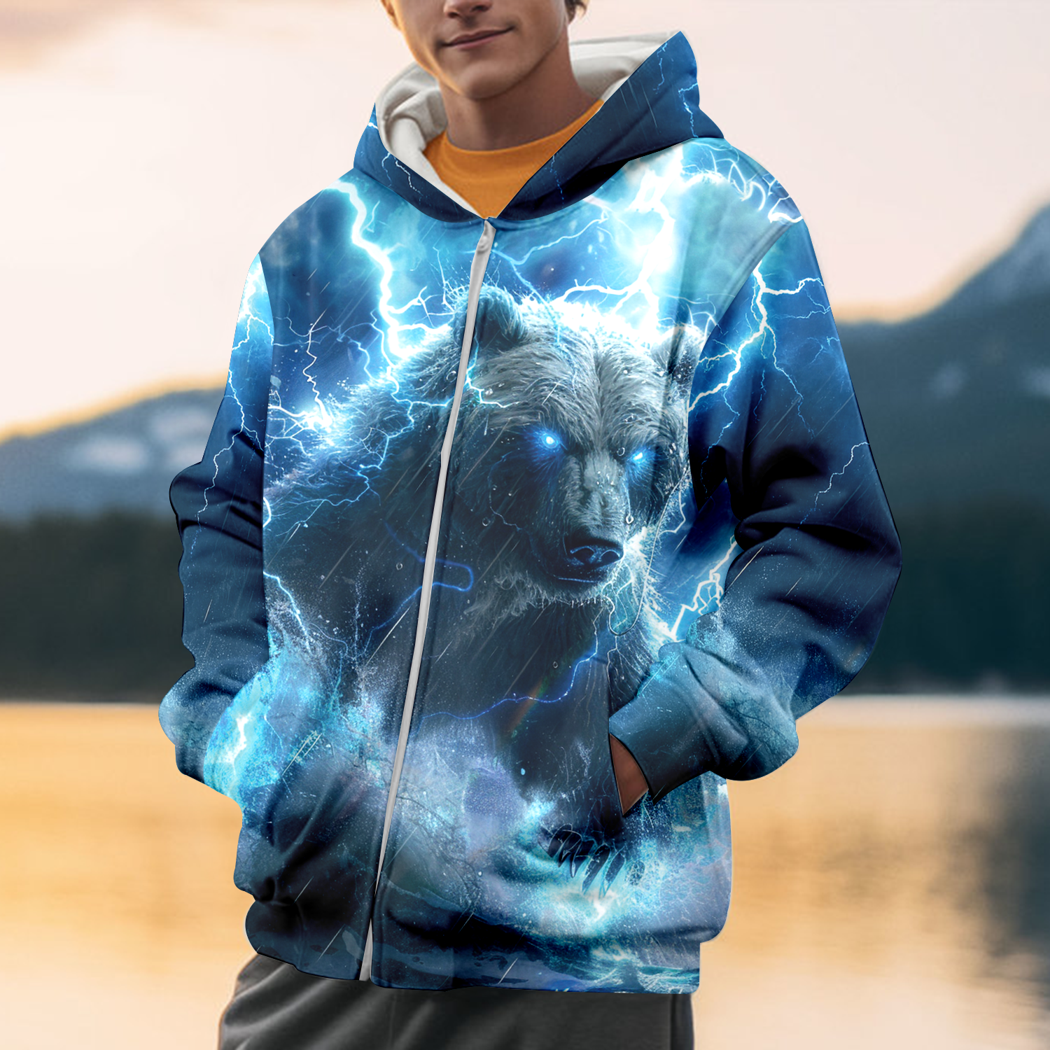 Electric Powerful Bear Awesome Cool All Over Print Shirt