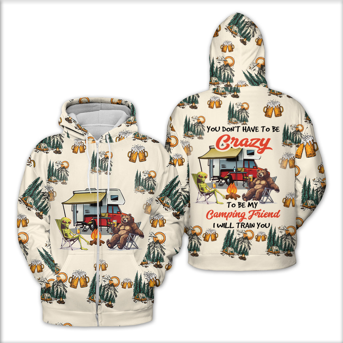 Funny Camping Crazy Friend All Over Print Shirt