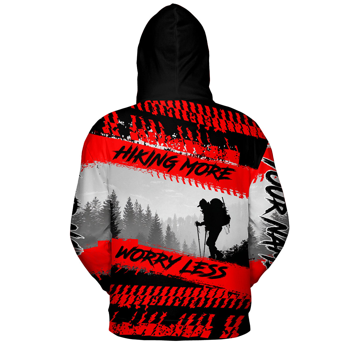 Custom Name Hiking More Worry Less Black Red All Over Print Shirt
