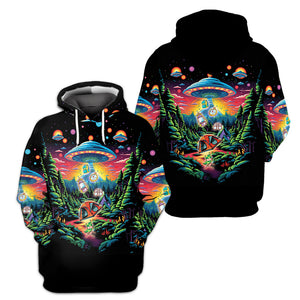 Alien UFO Abduction On Camping Site Night All Over Print Shirt