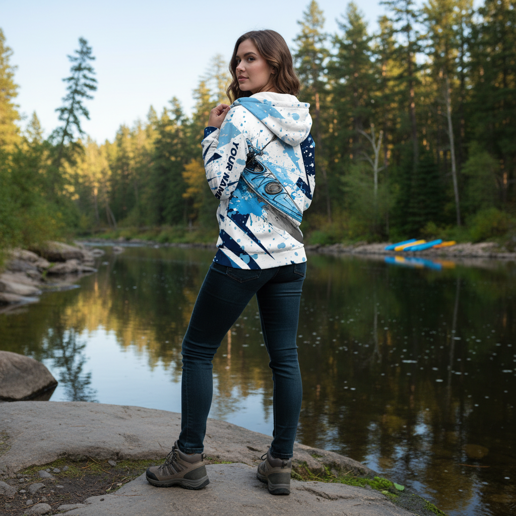 Custom Name Kayaking Blue All Over Print Shirt