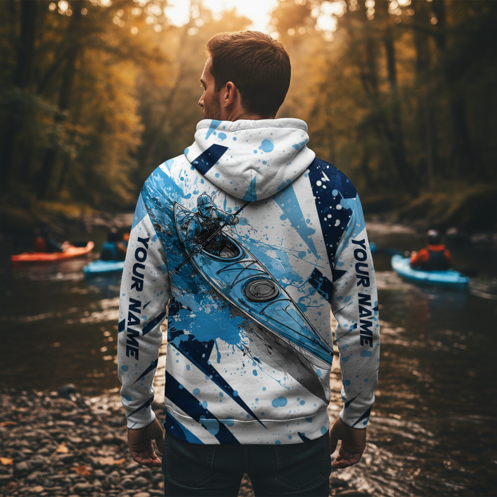 Custom Name Kayaking Blue All Over Print Shirt
