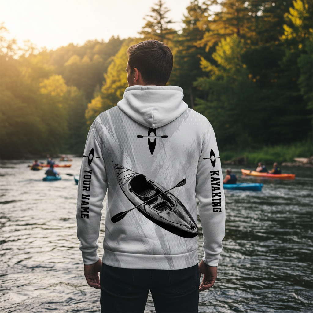 Custom Name Kayaking Black And White All Over Print Shirt