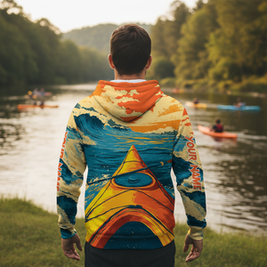 Custom Name Sunset Kayaking Scene All Over Print Shirt