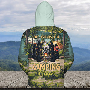Friends, Fires, Fun Camping Crew Black Bear All Over Print Shirt