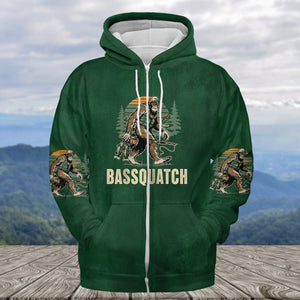 Bassquatch Bigfoot Fishing All Over Print Shirt