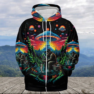 Bassquatch Bigfoot Fishing Forest All Over Print Shirt