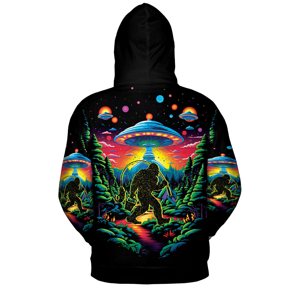 Bigfoot Fishing Forest All Over Print Shirt