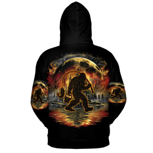 Fiery Bigfoot Fishing All Over Print Shirt