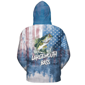 Largemouth Bass American Flag All Over Print Shirt
