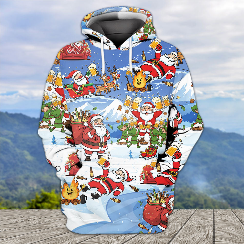 Santa Camping Funny All Over Print Shirt
