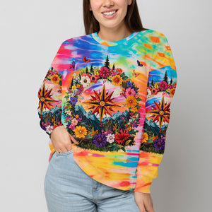 Live For The Moments Compass Flower All Over Print Shirt