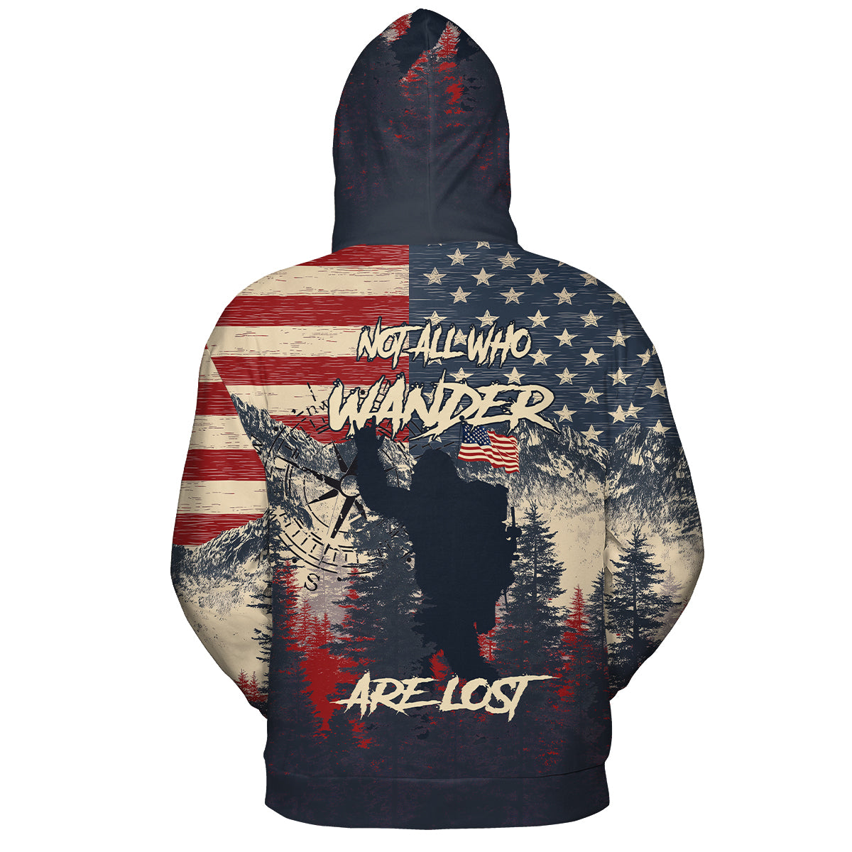 Vintage Patriotic Bigfoot Not All Who Wander All Over Print Shirt