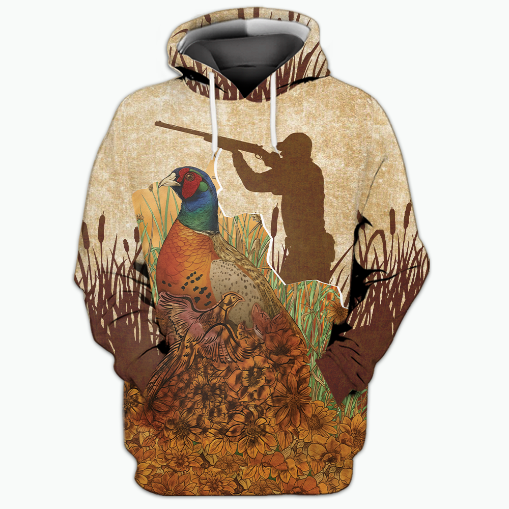 Vintage Wild Pheasant Hunting Flower Camo All Over Print Shirt