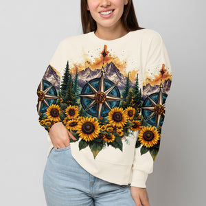 Live For The Moments Compass Sunflower All Over Print Shirt