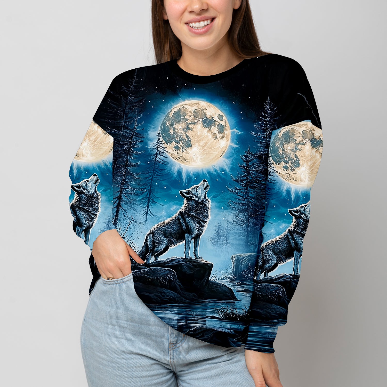 Wolf Moon Light Art All Over Print Shirt