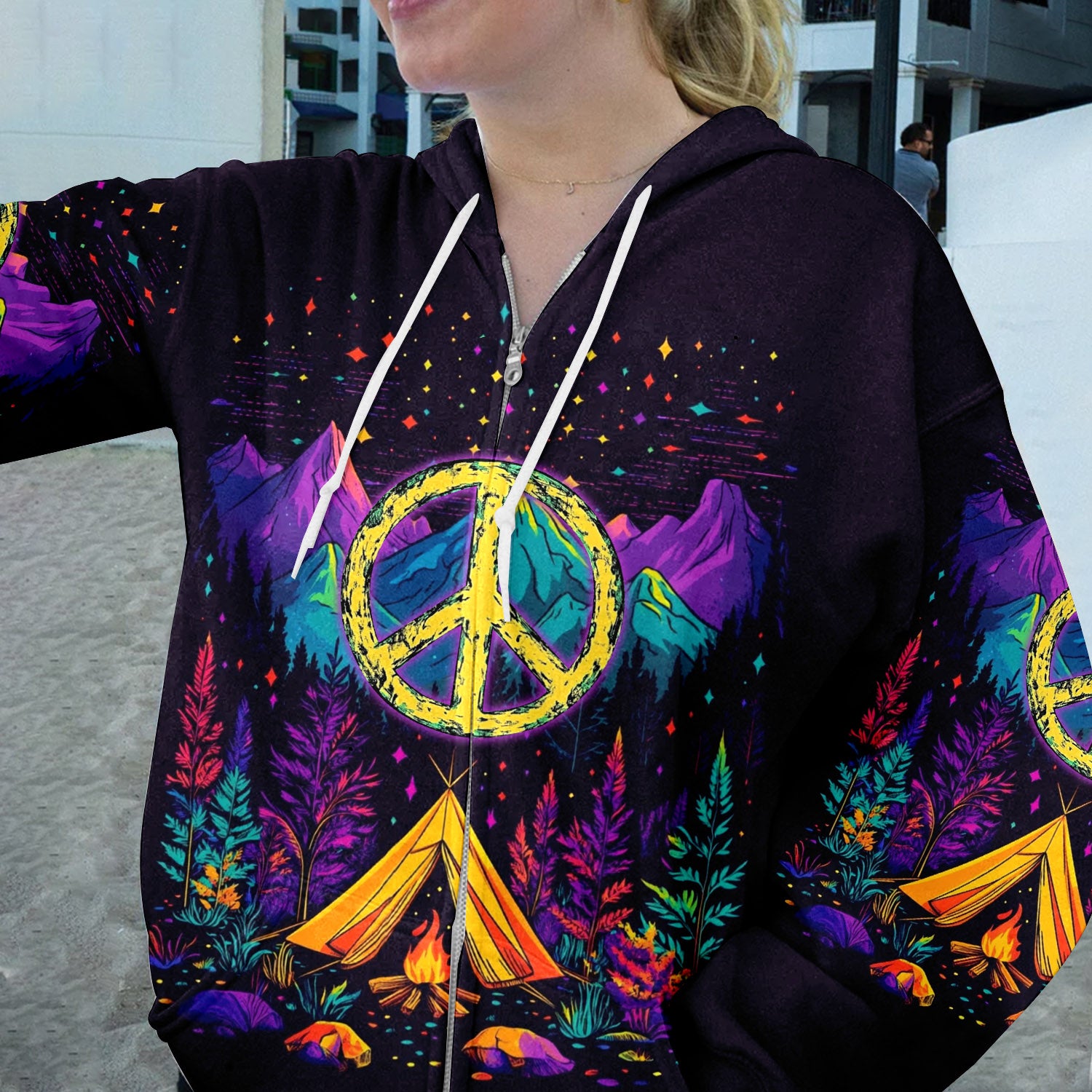 Camping Peace Sign All Over Print Shirt