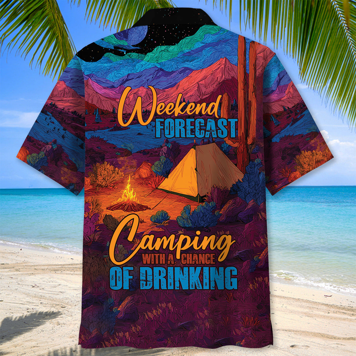 Weekend Forecast Camping With A Chance Of Drinking Hawaiian Shirt