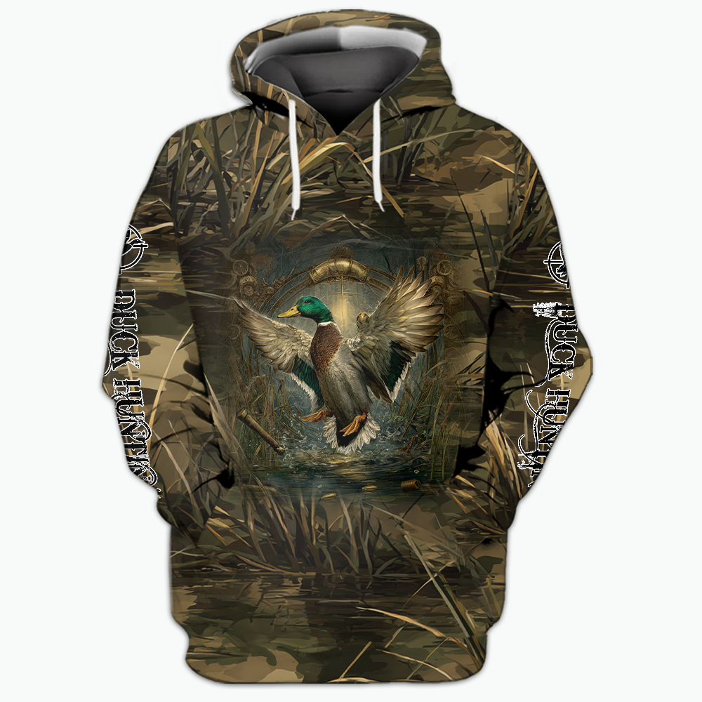 Mallard Duck Hunting Dark Camo All Over Print Shirt