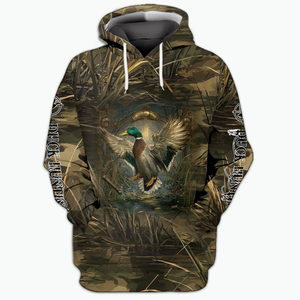Mallard Duck Hunting Dark Camo All Over Print Shirt